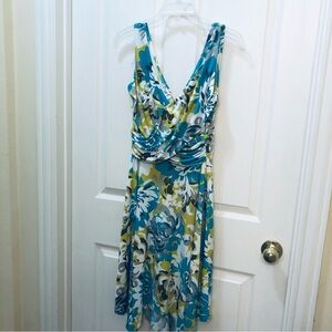 NWT! Maggie L Asymmetrical Floral Dress in Blue and Green